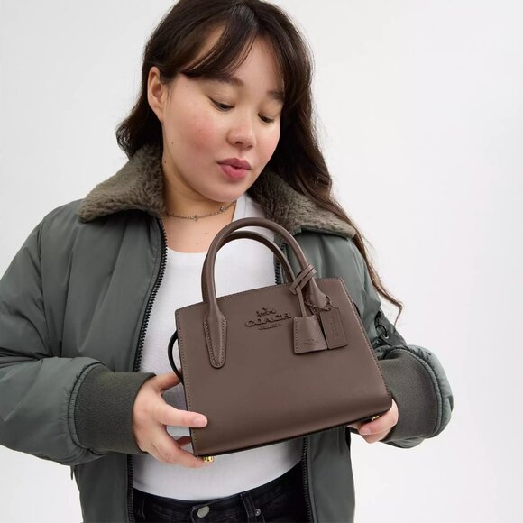 NWT COACH Andrea Carryall Bag - Smooth Leather/Gold/Dark Stone - CP081 $428 - Picture 3 of 11